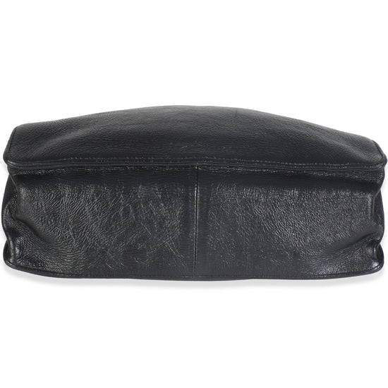 Chanel Black Shiny Aged Calfskin North South Shopping Bag Handbag stamp