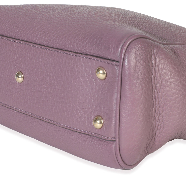 Purple Pebbled Calfskin Mini Bamboo Shopper