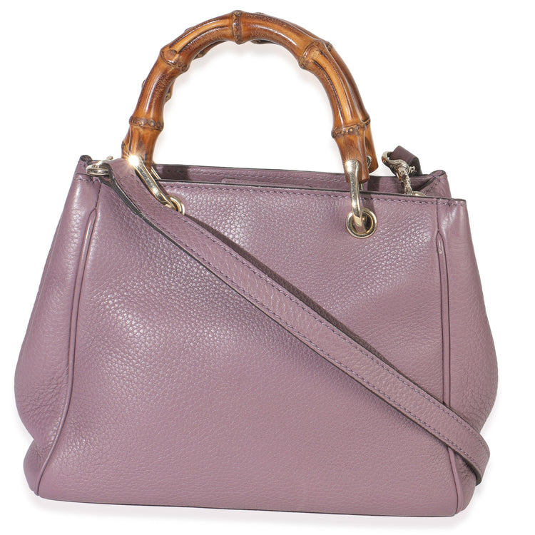 Purple Pebbled Calfskin Mini Bamboo Shopper