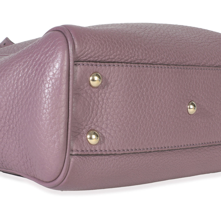 Purple Pebbled Calfskin Mini Bamboo Shopper