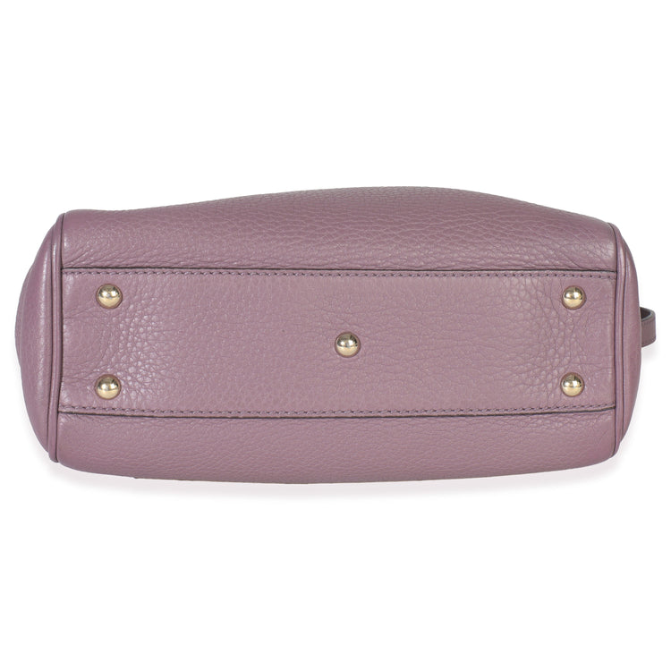 Purple Pebbled Calfskin Mini Bamboo Shopper