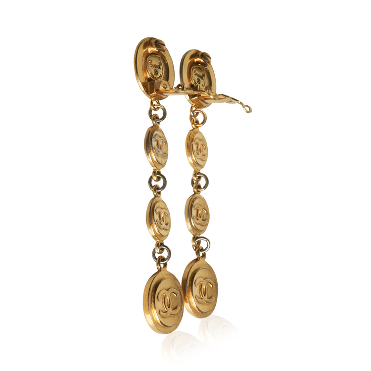 Gold-Plated Vintage CC Medallion Earrings