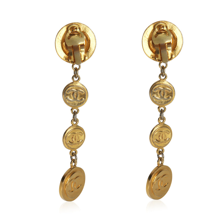 Gold-Plated Vintage CC Medallion Earrings