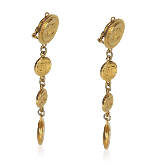 Gold-Plated Vintage CC Medallion Earrings