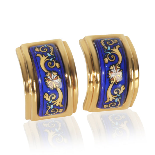 Gold-Plated  Enamel Clip On Earrings