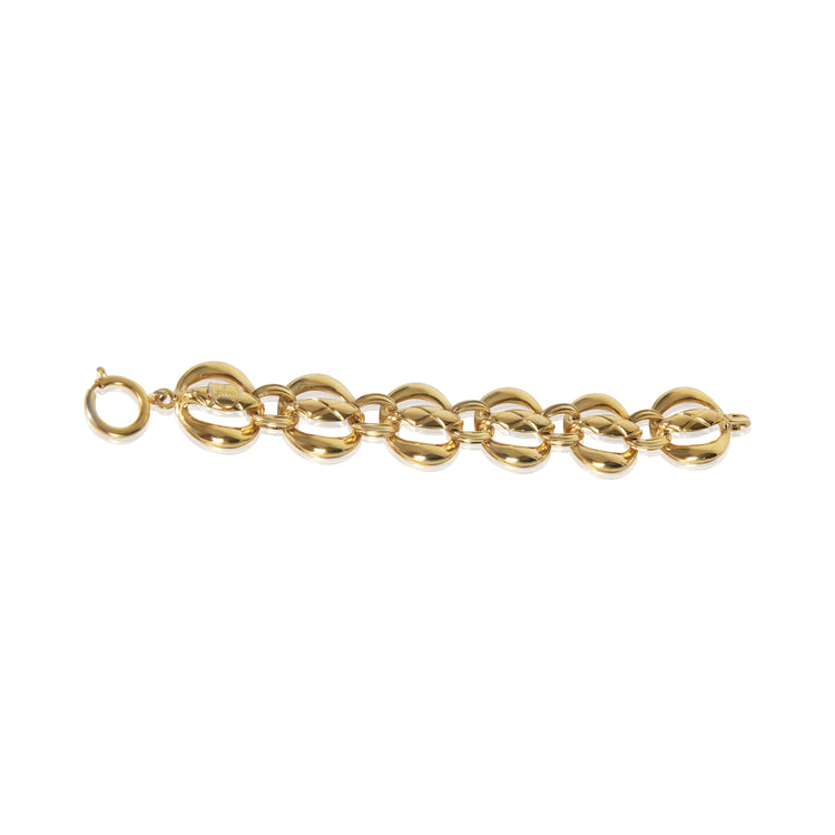 Gold-Plated  Vintage Quilted Open Link Bracelet