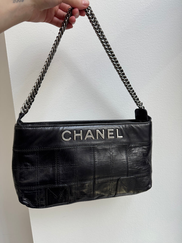 Chanel 2008 Black Quilted Lambskin Pochette Bag