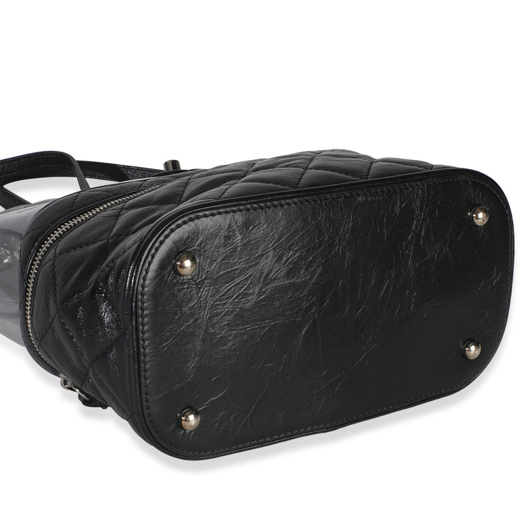 Black Crumpled Calfskin PVC Mini Backpack