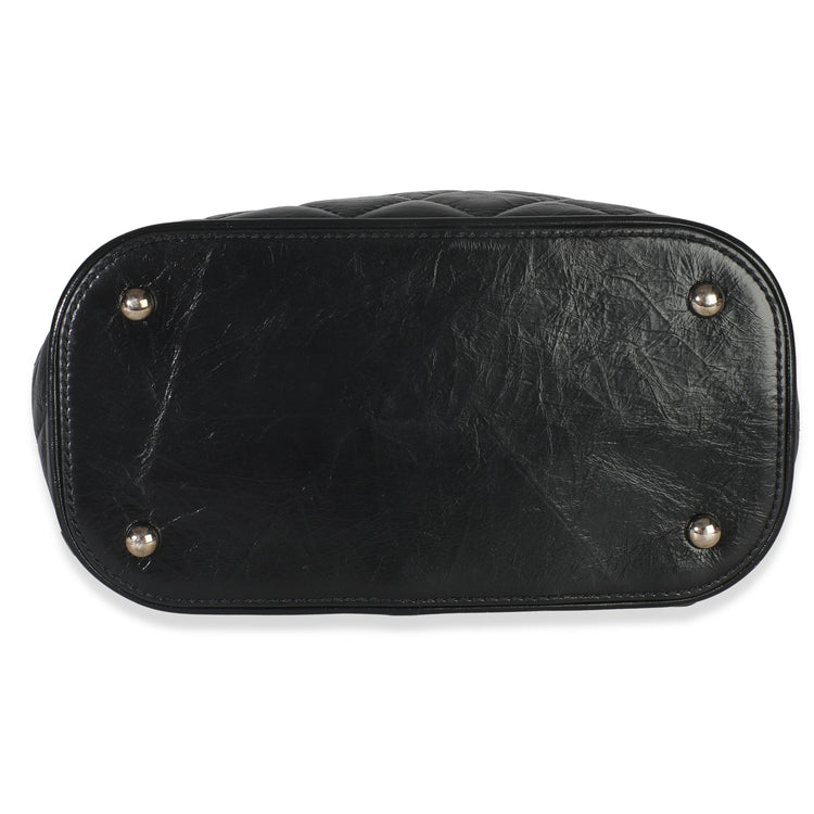 Black Crumpled Calfskin PVC Mini Backpack