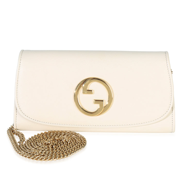 White Leather Blondie Continental Chain Wallet