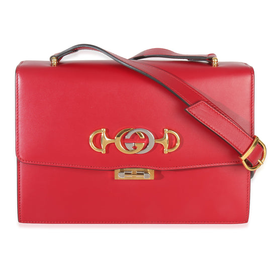 Red Smooth Calfskin Small Zumi Shoulder Flap Bag