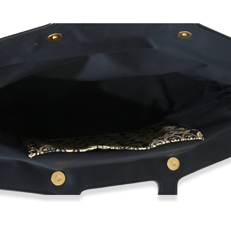 Chanel Beige Black Jersey Coco Mark Allover Handle Bag Handbag av