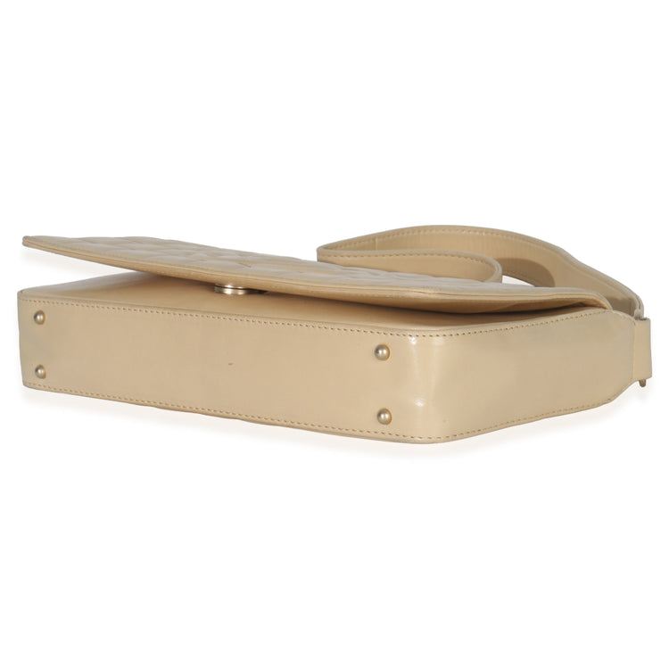 Chanel Vintage Beige Quilted Lambskin Chocolate Bar Flap Bag Handbag box