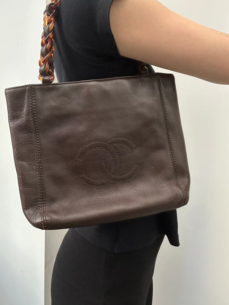Vintage Tortoise Chanel Mini Shoulder Bag