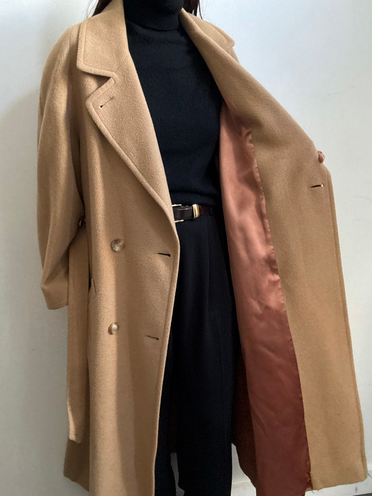 Vintage Camel Hair Belted Trench Size Medium