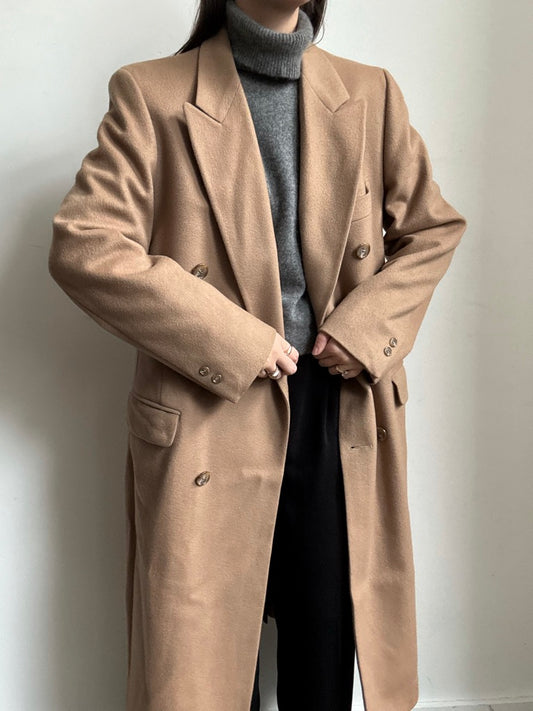 Vintage Tan Pierre Cardin Wool Coat Size Large