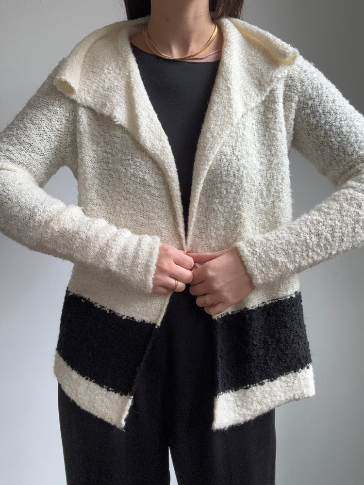 Vintage RL White Cardi w/ Black Stripe Size S/M