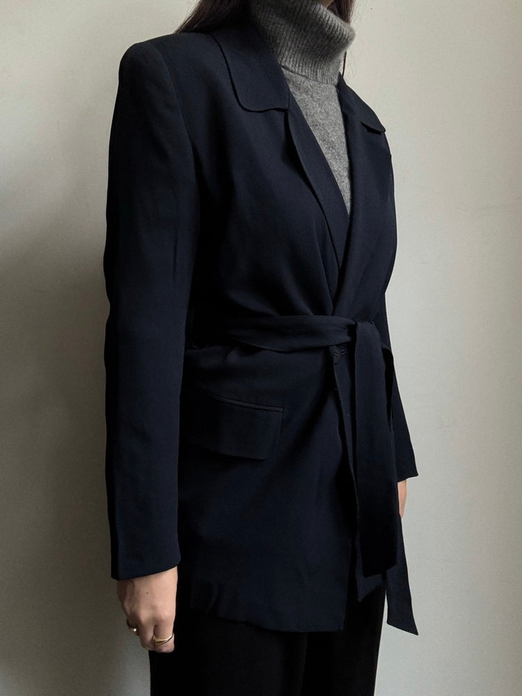Vintage Navy Blue Belted Blazer Size Medium