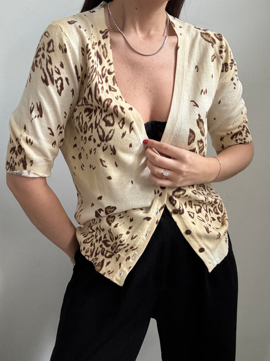 Vintage Cheetah Button Up Cardigan Size Large