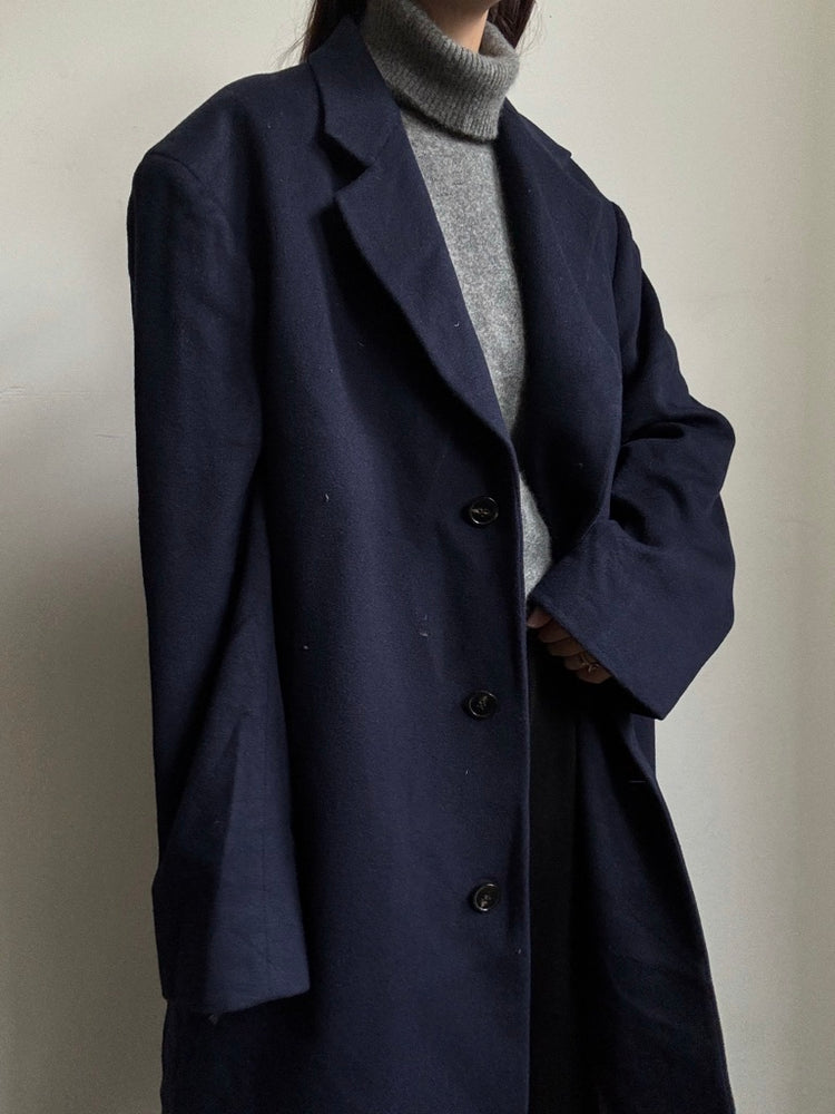 Vintage Navy Blue Cashmere Trench Size Large