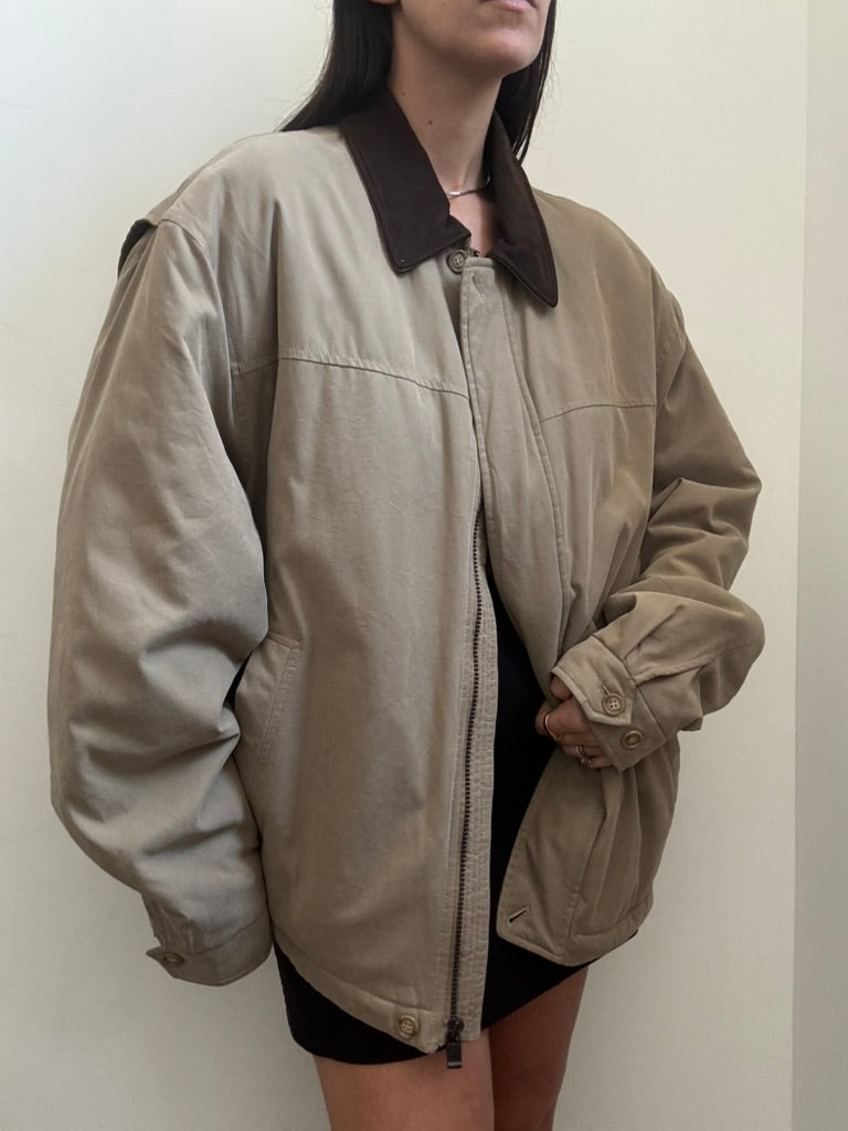 Vintage Tan Bomber Jacket Size XL