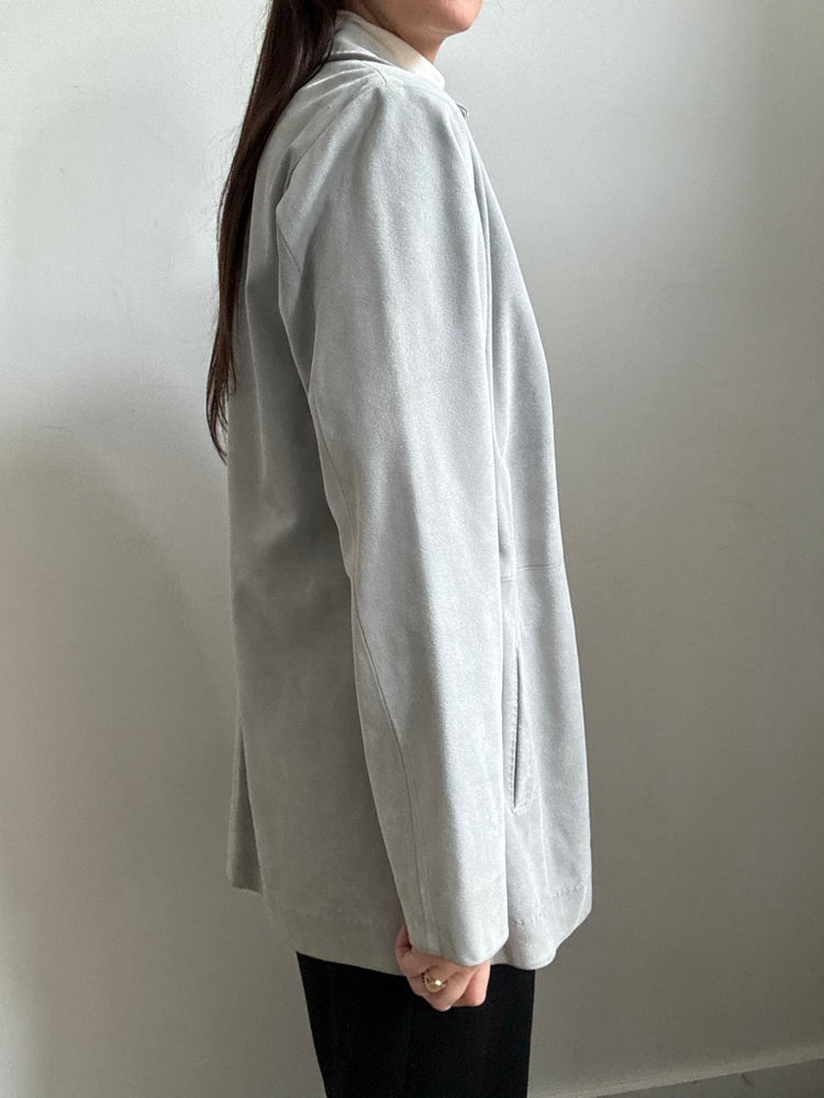 Vintage Ash Grey Suede Open Jacket Size Medium