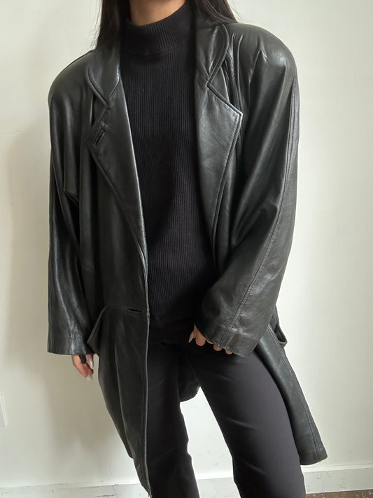 Vintage Black Leather Jacket Size Medium