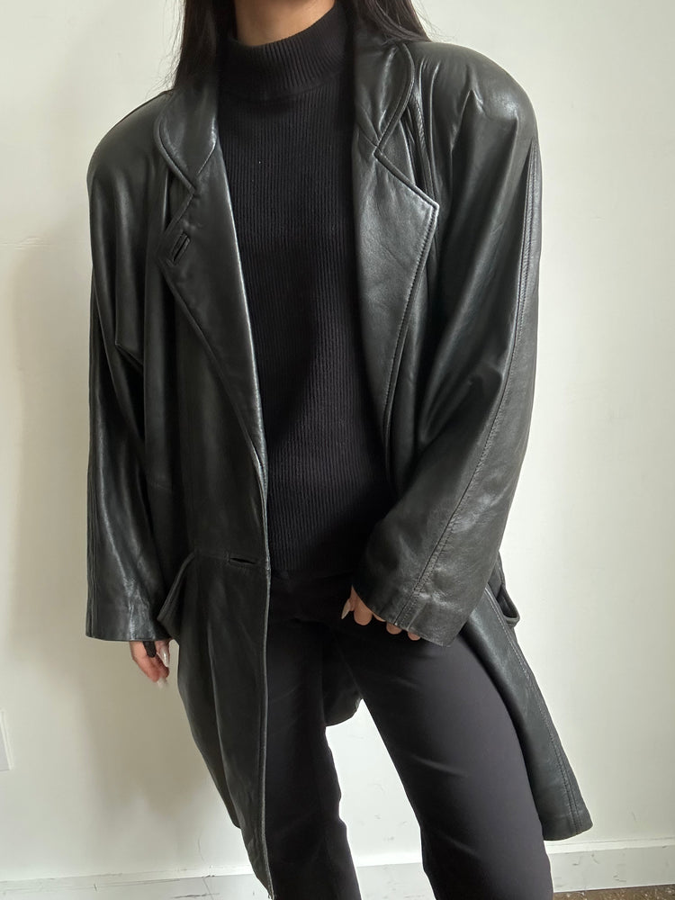 Vintage Black Leather Jacket Size Medium
