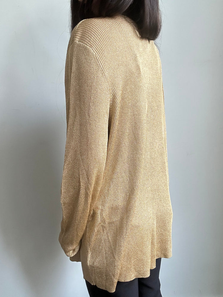 Vintage Ralph Lauren Gold Shimmery Cardigan Size 2XL