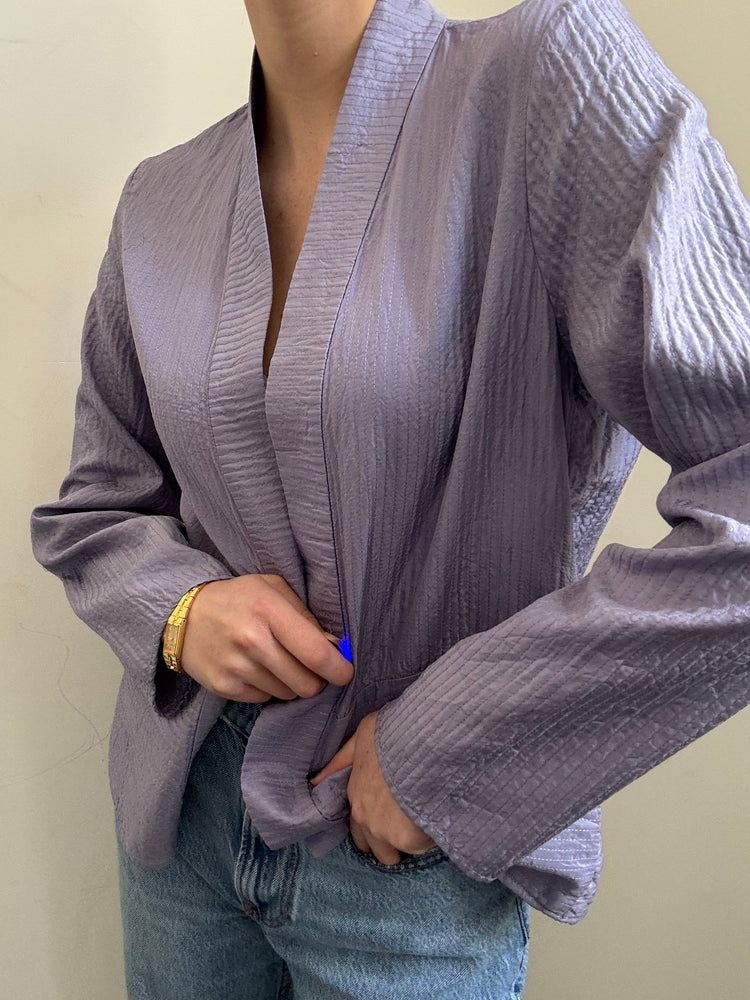 Vintage Dusty Purple Silk Lightweight Evening Jacket Size Medium