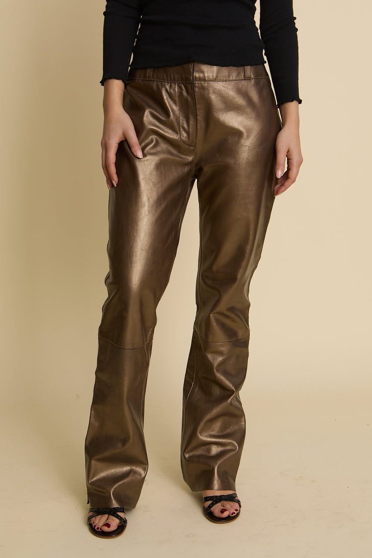 Vintage Dolce and Gabbana Gold Leather Pant Size 8