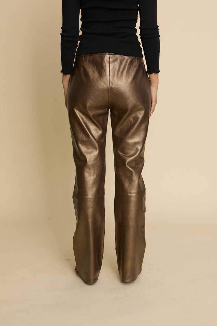Vintage Dolce and Gabbana Gold Leather Pant Size 8