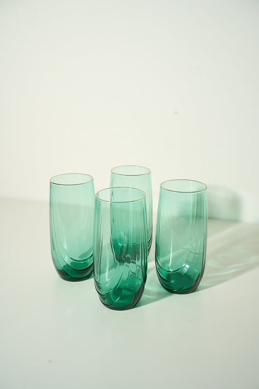 Vintage 1980's Libby Green Glasses Set of 4