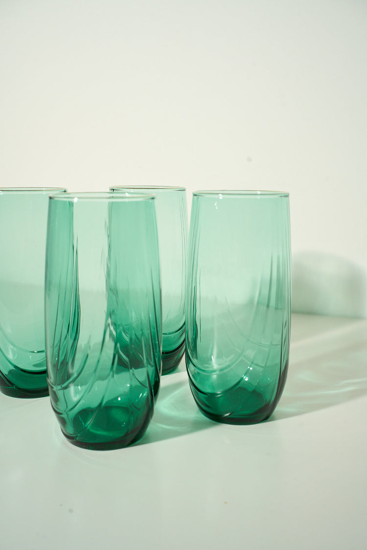 Vintage 1980's Libby Green Glasses Set of 4