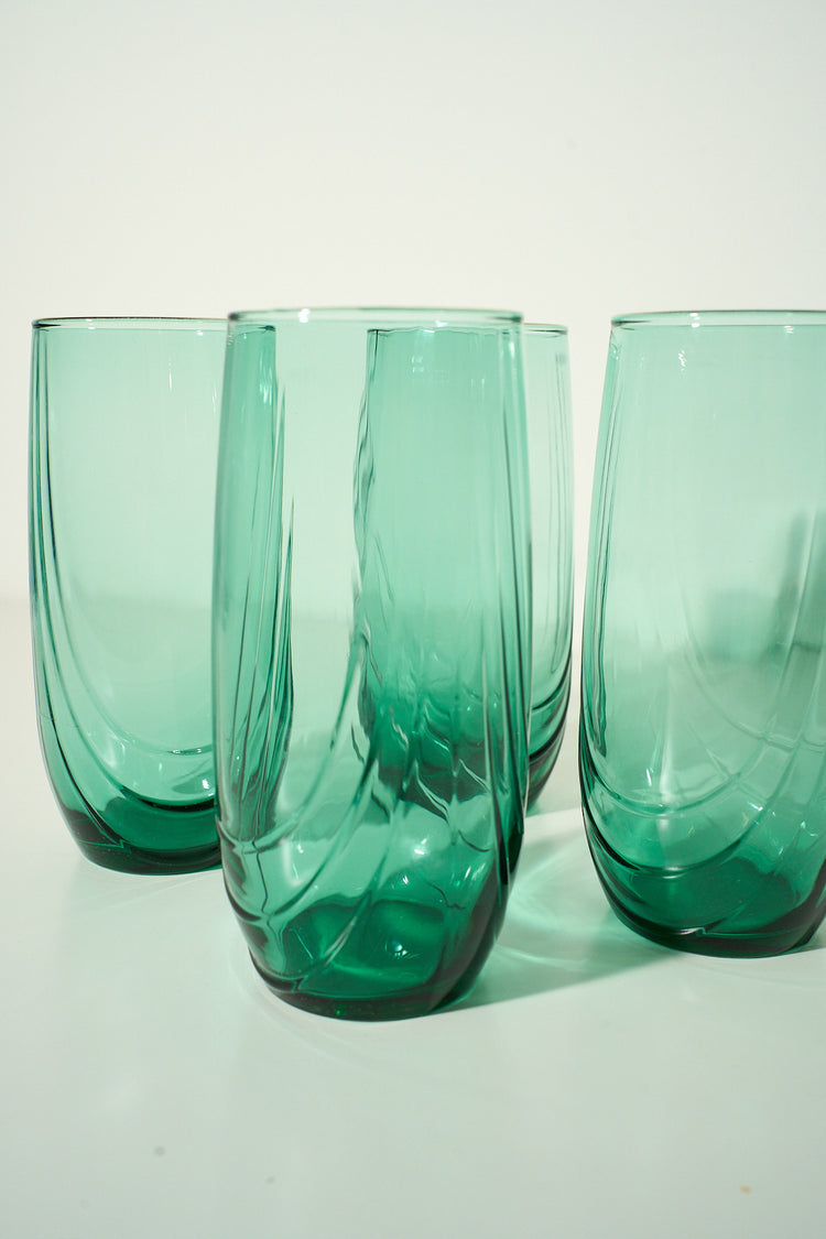 Vintage 1980's Libby Green Glasses Set of 4