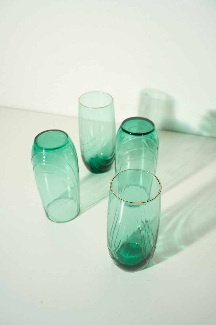 Vintage 1980's Libby Green Glasses Set of 4