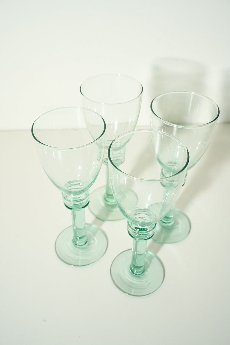 Vintage Teal Crystal Goblet Set of 4