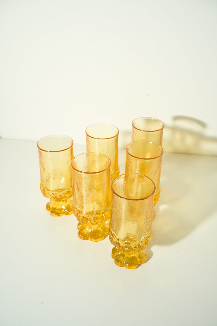 Vintage 1970's Yellow Goblets Set of 6