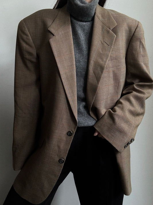 Vintage Tan Plaid Blazer Size Extra Large