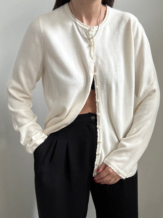 Vintage Ivory Button Up Cardigan Size Large