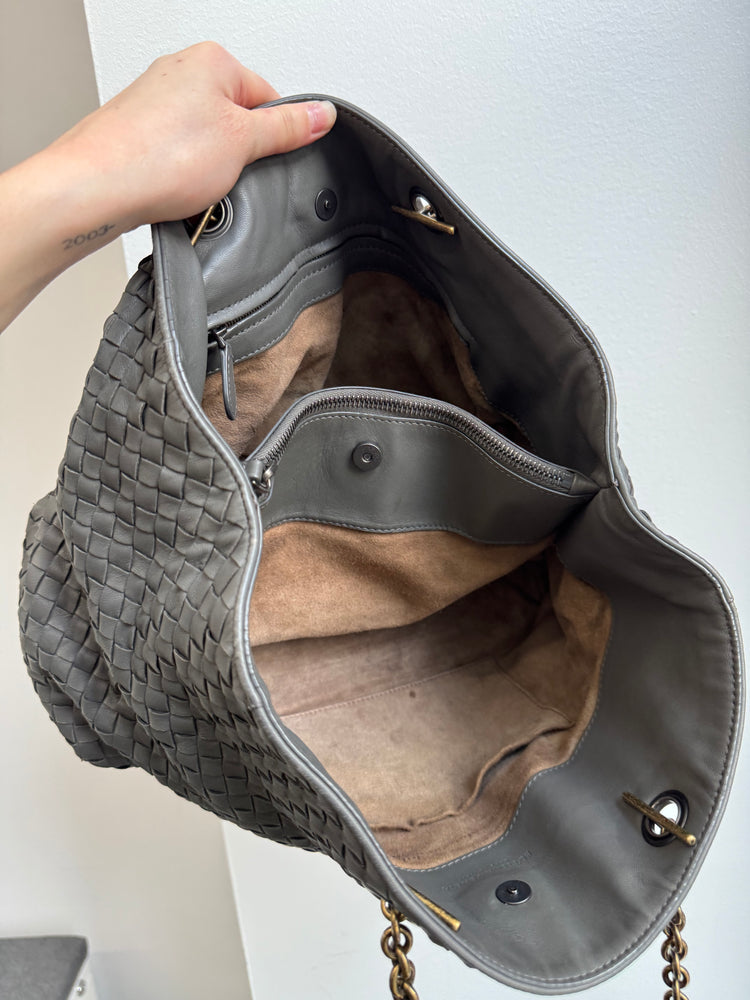 Bottega Veneta Deep Grey Nappa Intrecciato Tote Bag