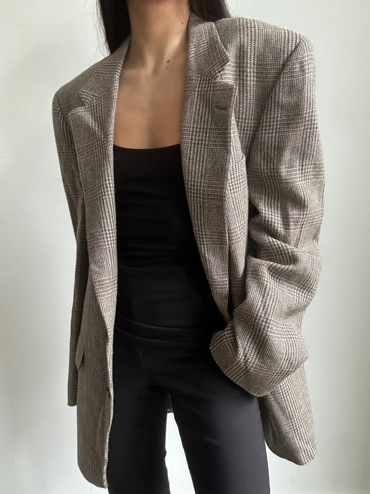 Vintage Burberry Brown Multi-Tonal Plaid Blazer Size Large