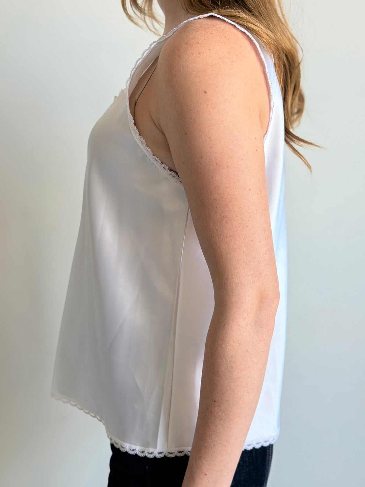 Vintage Ivory Satin Lace Tank Size Medium
