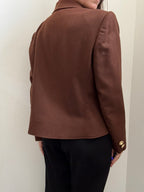 Vintage Brown Wool Blazer With Gold Details Size Medium