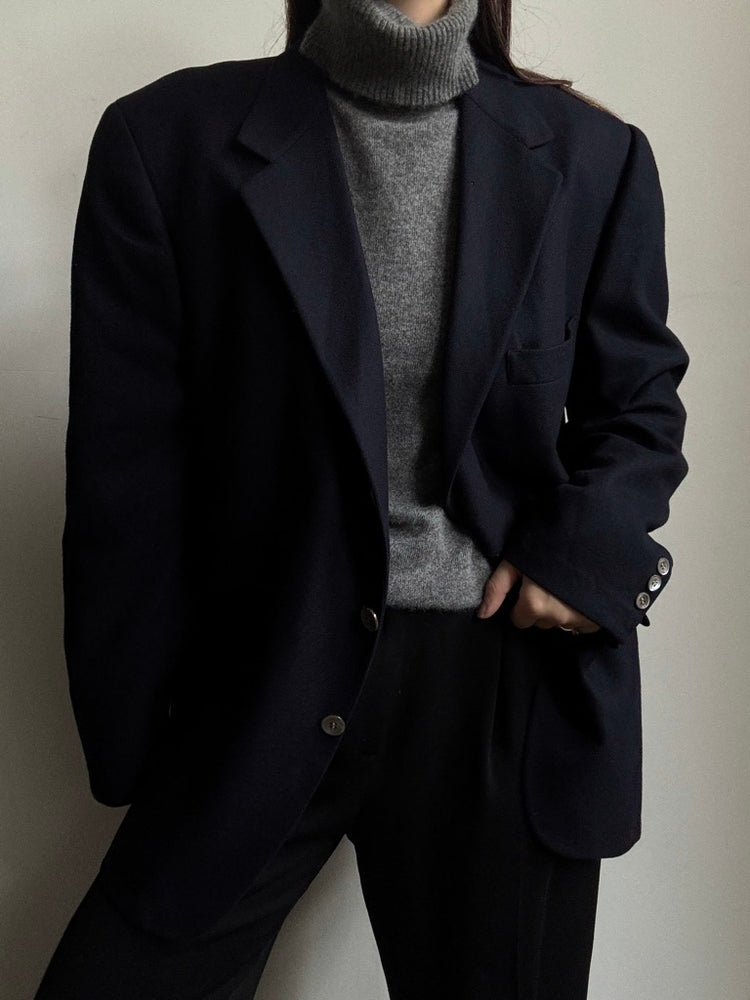 Vintage Pure Cashmere Navy Blue Blazer Size Large