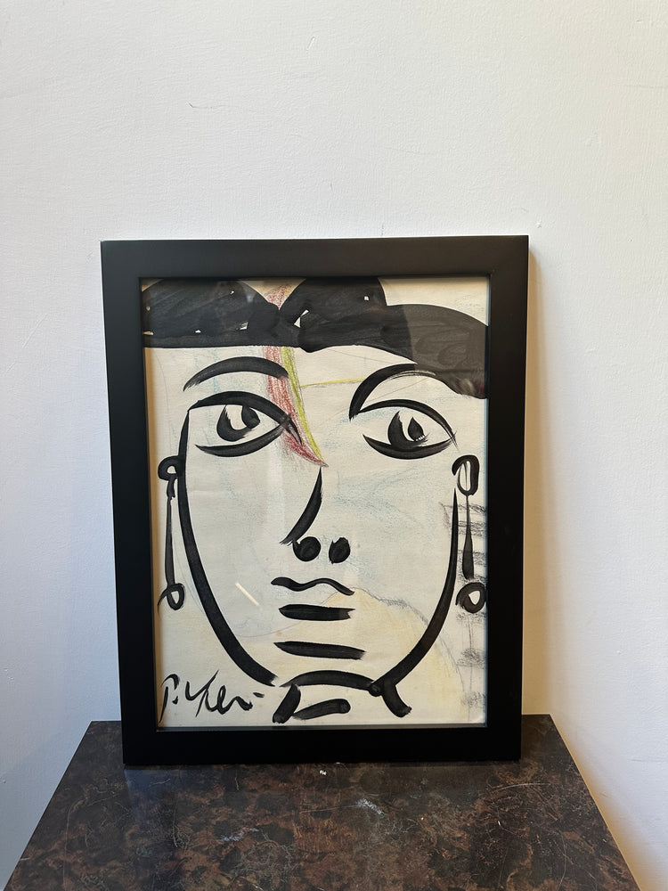 Original Peter Robert KEIL Face Expression Piece with Acrylic and Oil Pastel