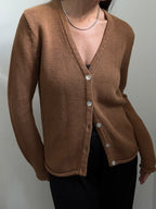 Vintage Chestnut Brown Knit Cardigan Size Medium
