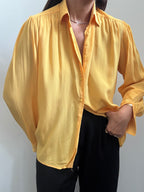 Vintage Yellow Umberto Silk Blend Button-Up Blouse Size Large