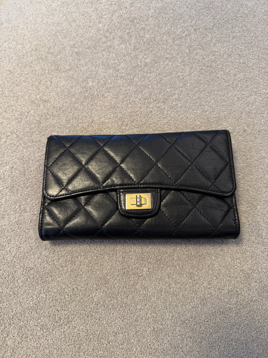 Vintage Chanel Black Quilted Lambskin Flap Wallet