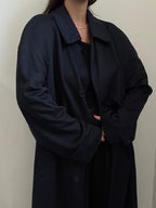 Vintage Armani Navy Cashmere Trench Coat Size XL